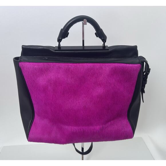 ⭐️3.1 Phillip Lim RYDER Satchel Fuchsia Calf Hair/Black Leather Bag